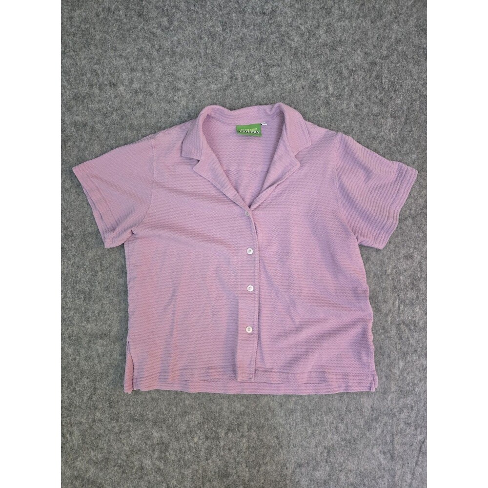 Big Bud Press Pantry Button Up Honeycomb Shirt Womens Large Light Purple Cotton